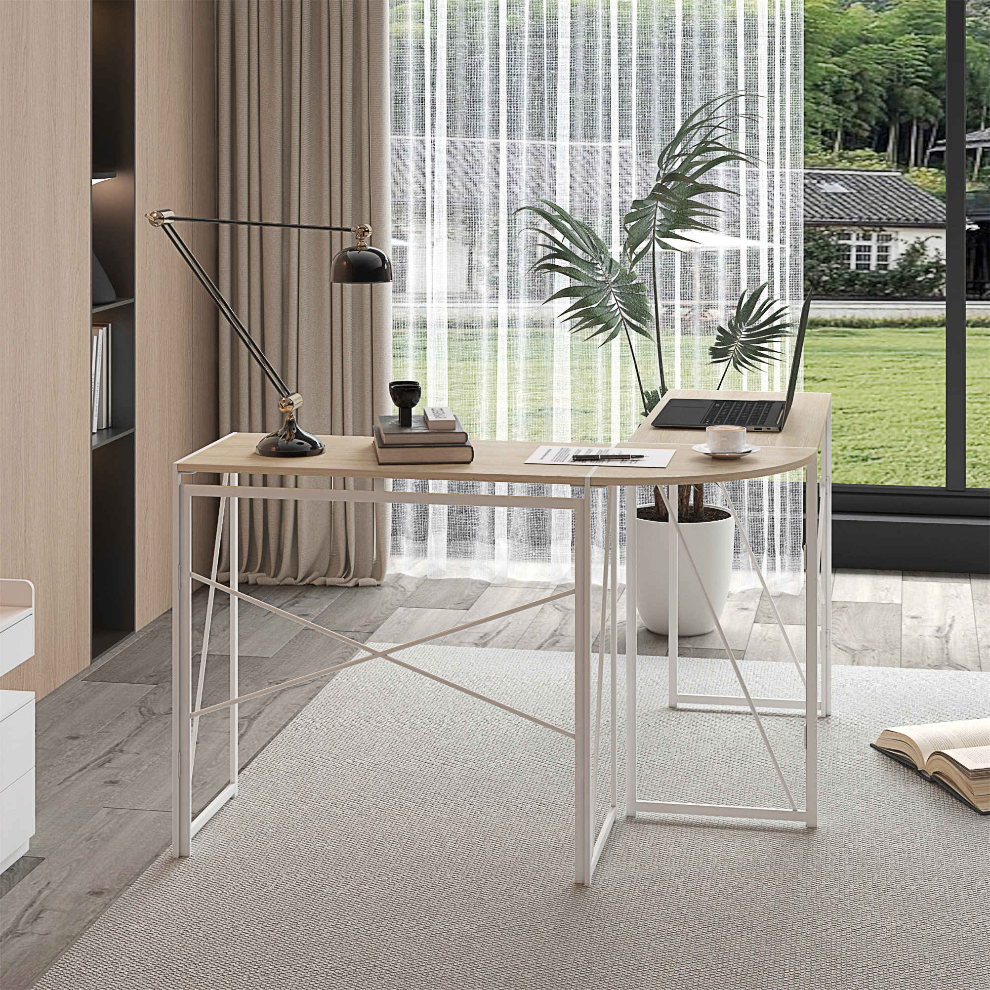 Inbox Zero Makayden LShaped Writing Desk,Corner Computer Desk,PC