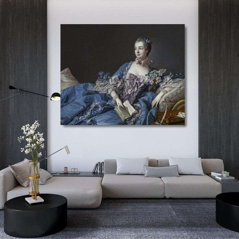 "Madame De Pompadour" par François Boucher - Toile tendue avec châssis, H 48 po x l 33 po
