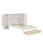 Lit simple en bois avec casiers de rangement doubles, tiroir et tablette de tête de lit-1092501591