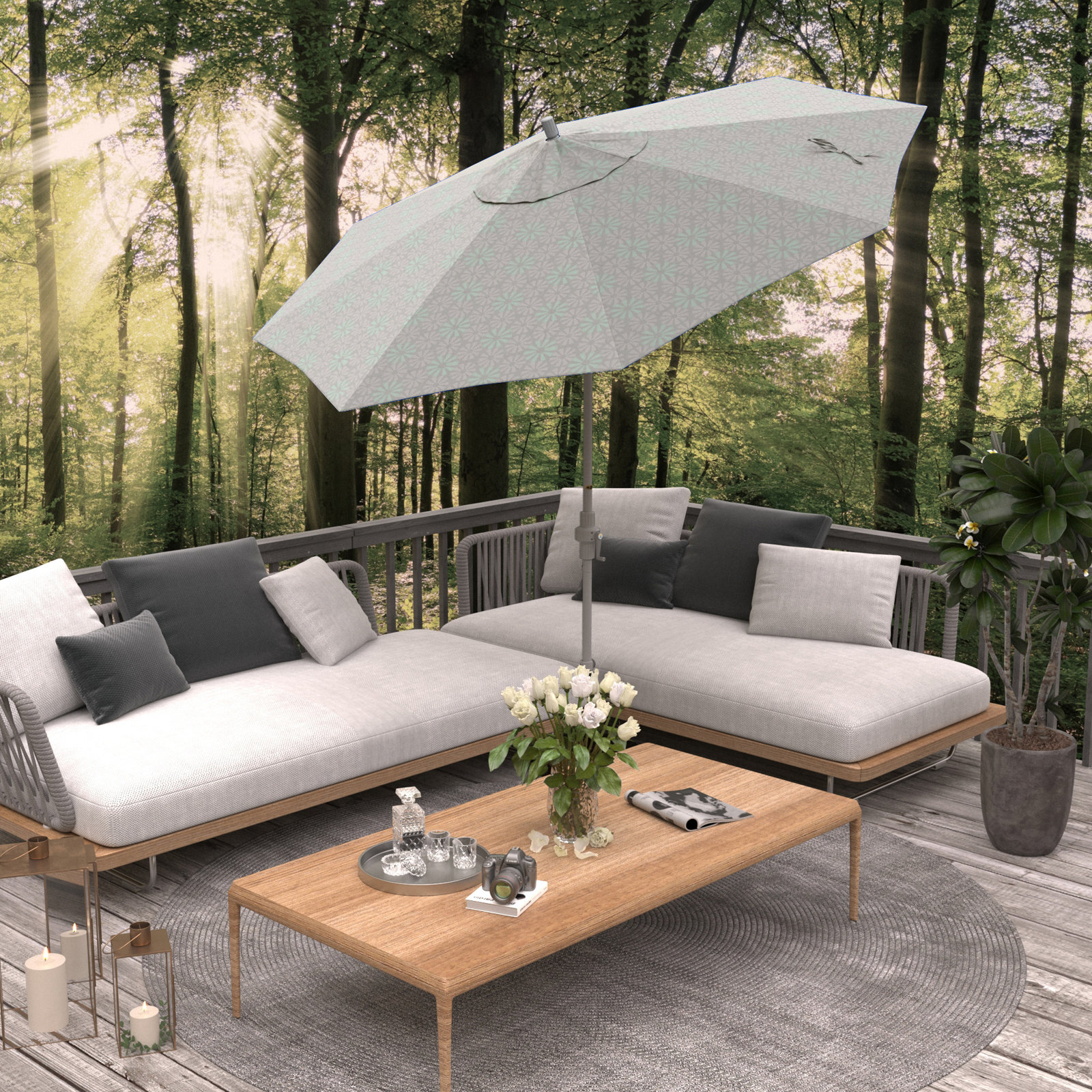 Santana 9' Umbrella, Spiro Capri - Pacifica Premium