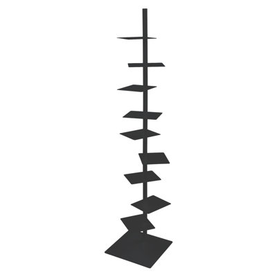 Étagère verticale à 9 niveaux, rouge, pivotante, en métal, avec support pour livres, idéale pour le salon, la chambre ou le bureau.