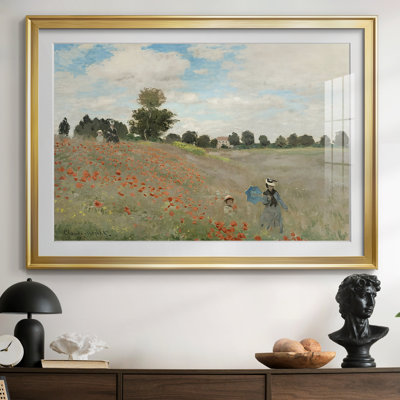 Poppies at Argenteuil (Les Coquelicots)-Claude Monet-Framed Print with Mat and glass-1873