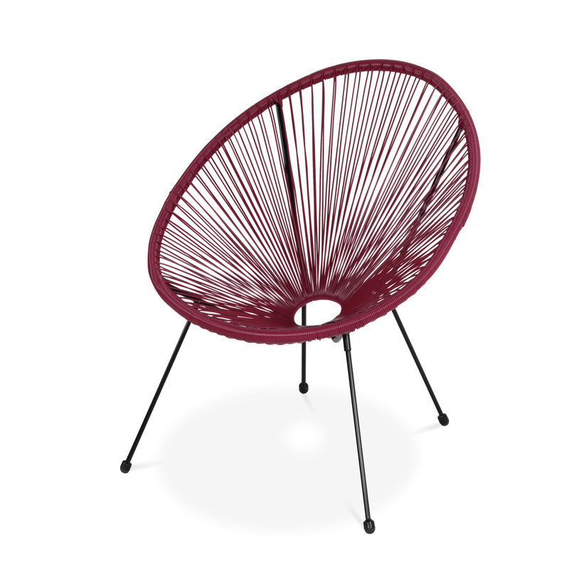 Lemeiux Patio Dining Armchair with Cushion, Wine Red