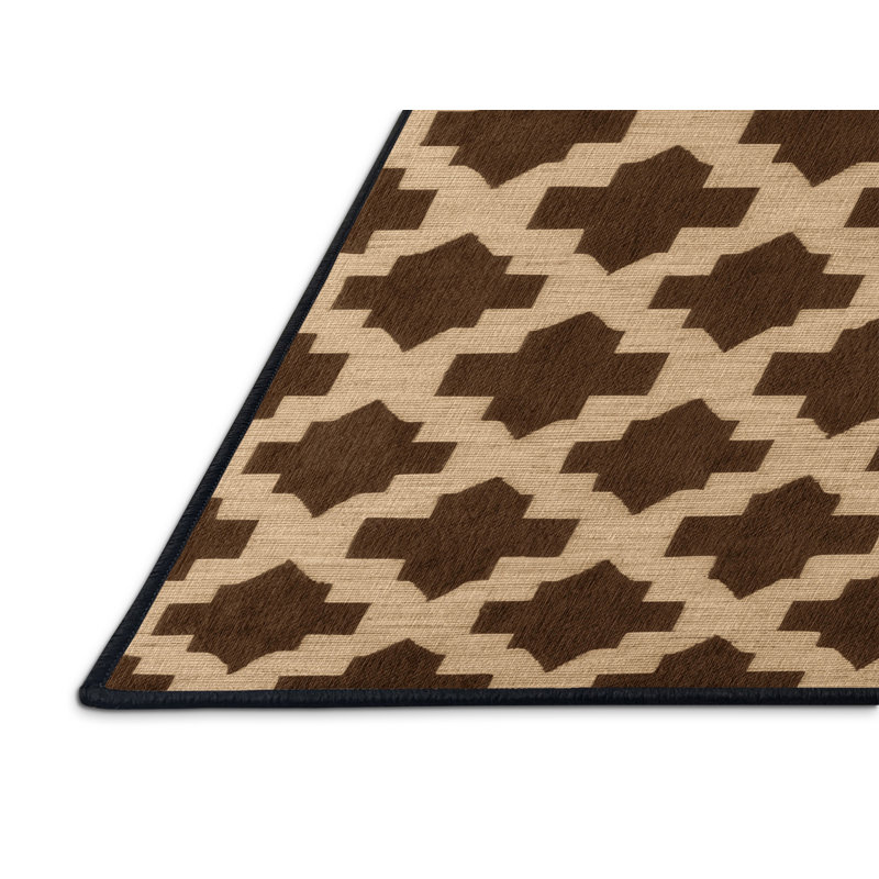 Tapis brun treillis lavable à la machine, Rectangle 5 pi x 7 pi