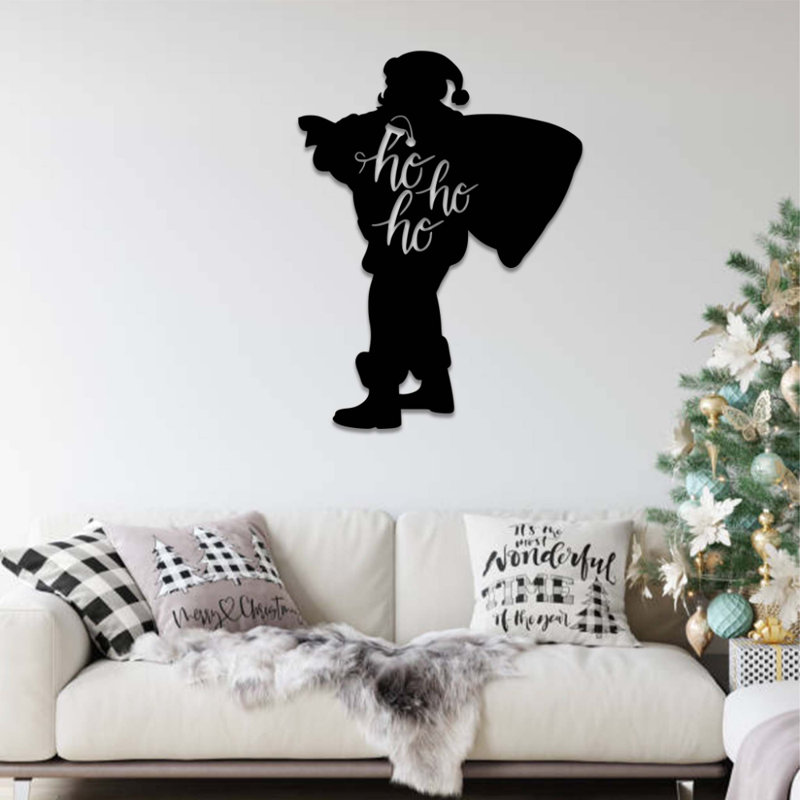 Art mural Ho Ho Ho Santa Claus, Noir, H 24 po x l 18 po x P 0,12 po