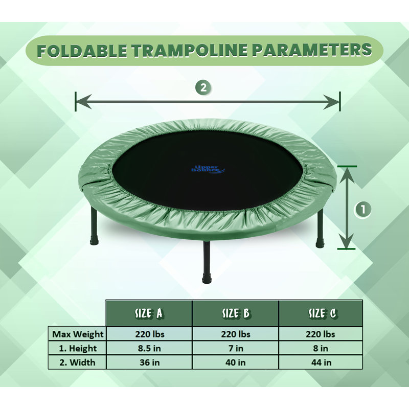 Machrus 36" Upper Bounce Mini Trampoline-Rebounder Exercise Fitness Kids - with Durable Jumping Mat, Green