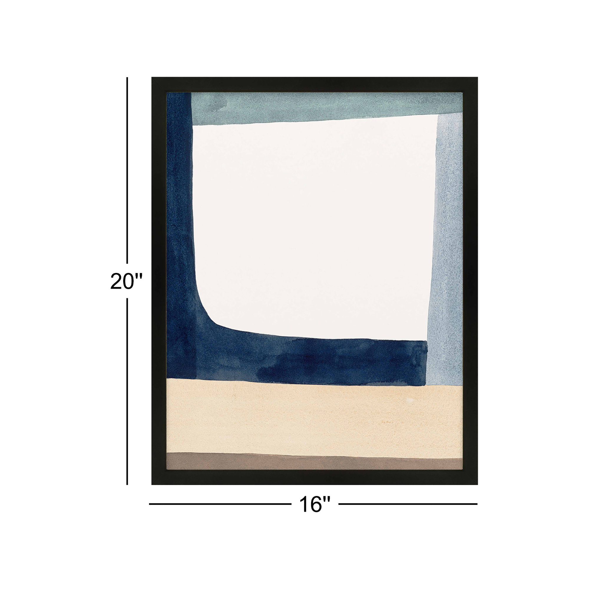 Composition In Blue 1 by Julia Balfour, 20" H x 16" W x 1.25" D, Black Framed Paper