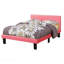 Cadre de lit simple avec lit simple en similicuir rose moderne en similicuir