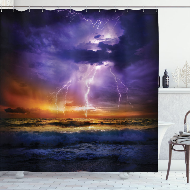 Shower Curtain with Hooks Included, 70" H x 69" W