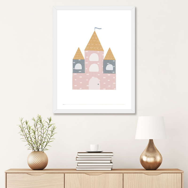 Décoration murale château pour enfants, H 24 po x l 16 po x P 1 po, Papier encadré blanc