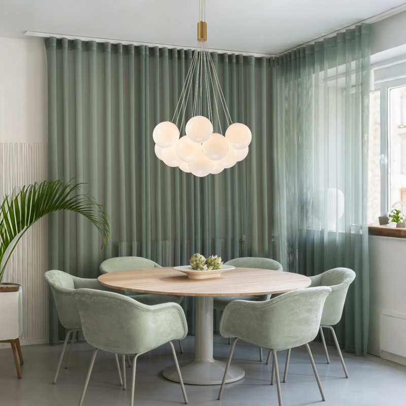 Quinshay 13-Light Dimmable Opal Glass Bubble Chandelier