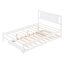 Lit plateforme double avec lit gigogne réglable, blanc