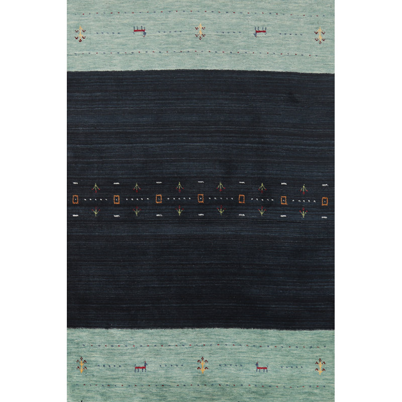 Tapis oriental bleu marine fait à la main Gabbeh 4 x 6