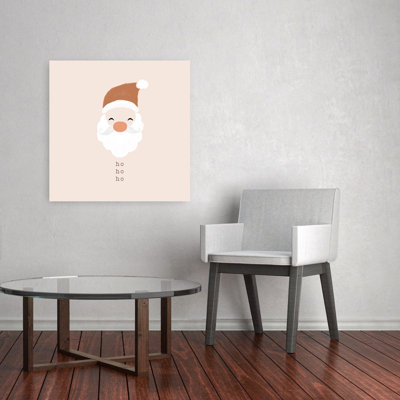 Mignon père Noël abstrait, paysage d'hiver contemporain, art mural