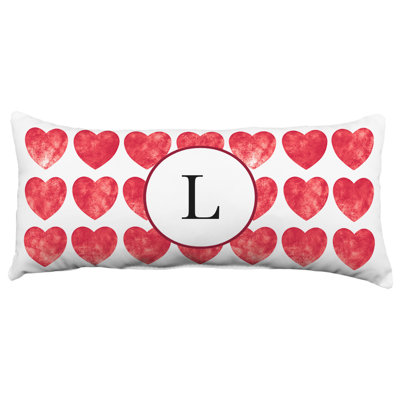 Housse et insert de coussin à double face en forme de cœur monogramme