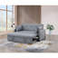 Canapé-lit convertible 69 po en lin gris avec ports USB, prises de courant, poches, coussins, capitonnage