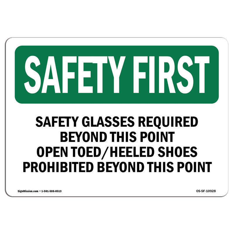 «Safety First Sign», H 12 po x l 18 po x P 0,1 po