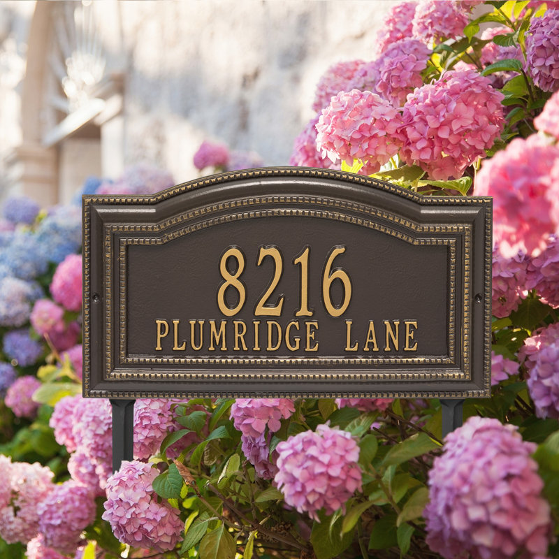Signature Series 2-Line Lawn Address Sign, Bronze, Gold, Yes