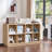 8 Cube Storage Book Shelf, 52" Long Horizontal Bookshelf with Curved Edge, Floor Standing Wooden Cubby Bookcase with Base, Modern Low Console Book Case, TV Stand for Living Room-163322574-160440837