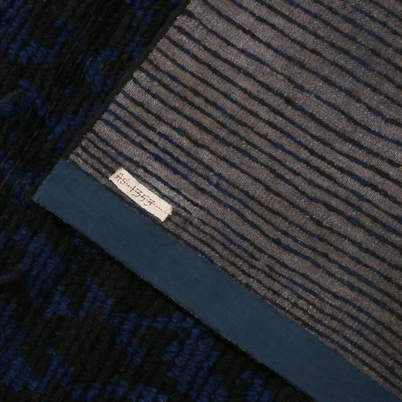 Rug & Kilim’S Scandinavian-Inspired Geometric Black And Blue Wool Rug, Rectangle 6' x 9'