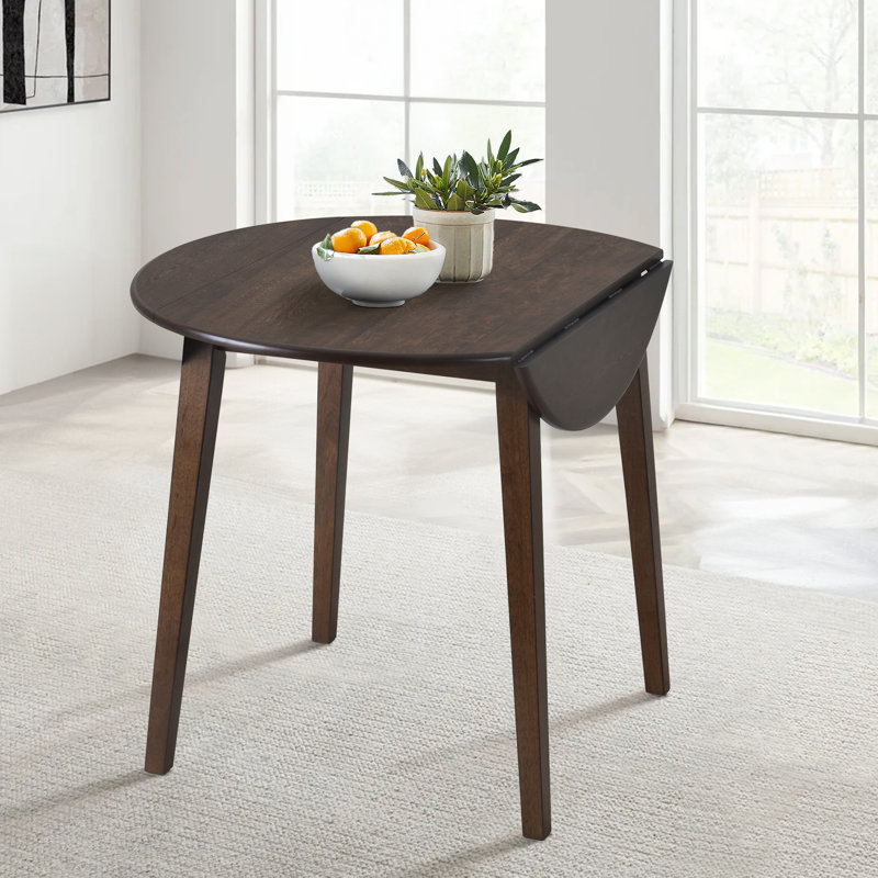 Layce Extendable Round Solid Wood Dining Table, Light Brown