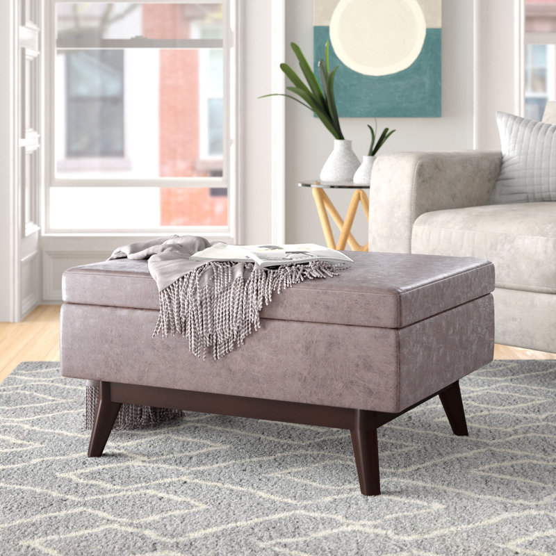 Repose-pieds Owg, Similicuir gris taupe vieillie