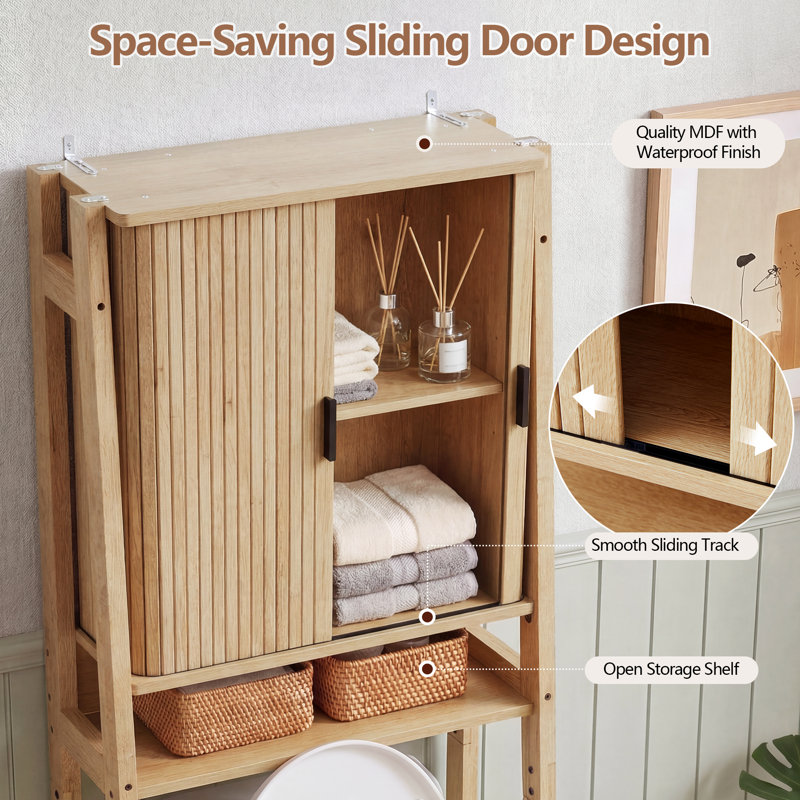 66.93"H Freestanding Over The Toilet Storage, Natural