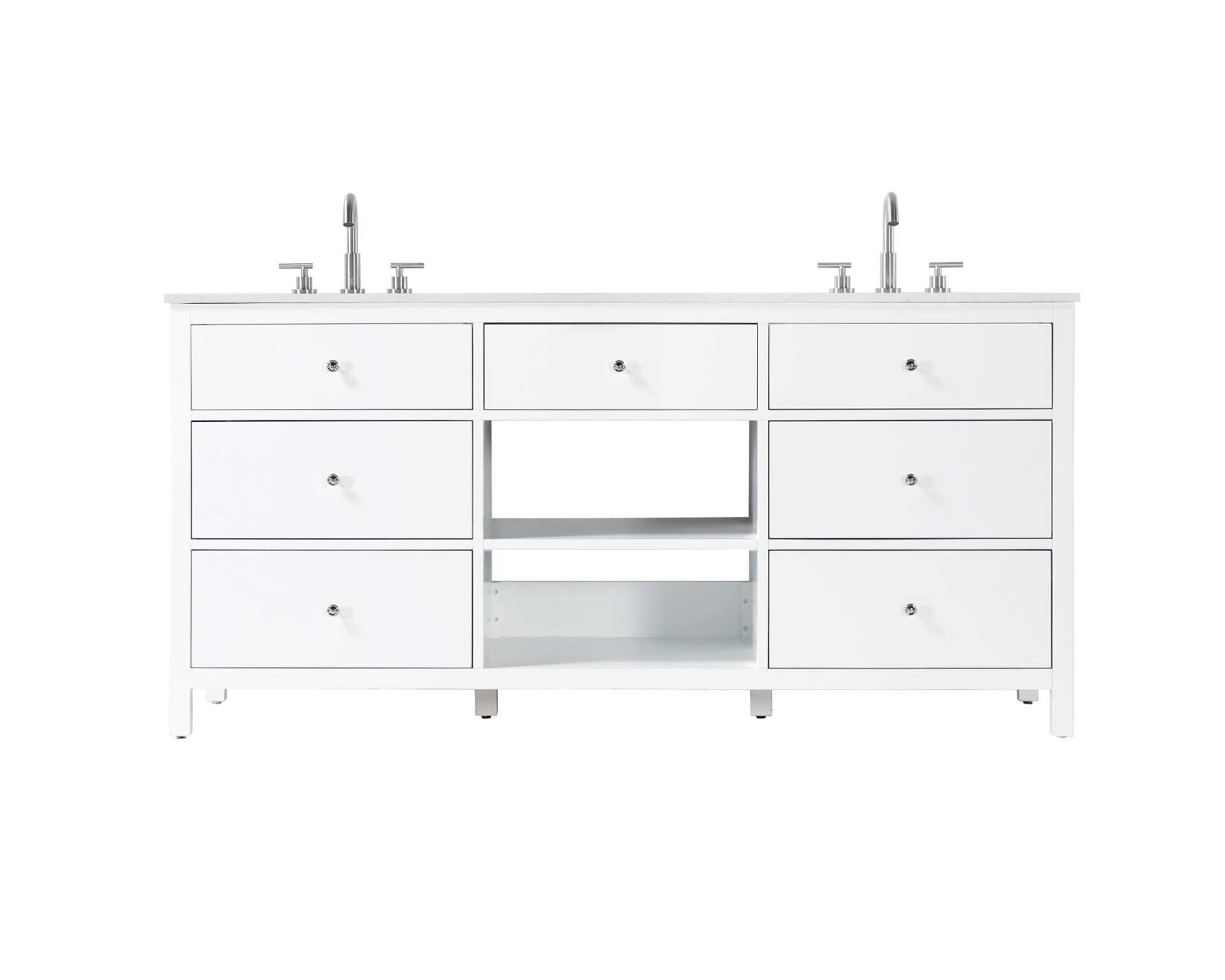 Double Bathroom Vanity, White/Chrome, 72"