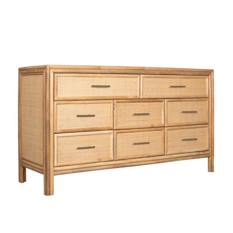 Commode double 8 tiroirs Aruba, Brun clair et noir