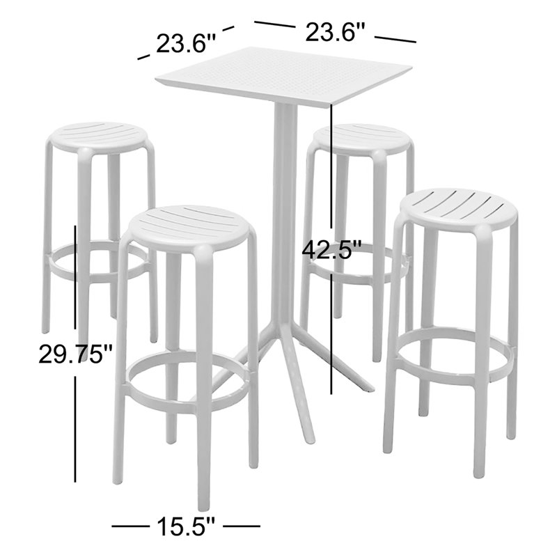 Awan 4 - Person Patio Dining Set with Square Table, Olive Green