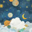 Little Dreamers Collection Journey Into Space 62.5-inches wide x 9.18-feet high 3-Panel Wall Mural