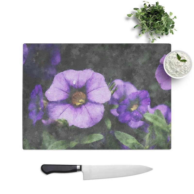 Flowers Painting Chopping Board, 0.4cm H x 28.5cm W x 39cm L