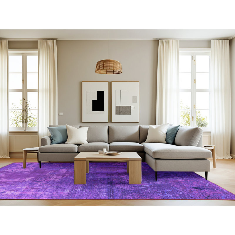 Tapis mauve Mid-Century Modern 2833, Rectangle 8 pi x 12 pi