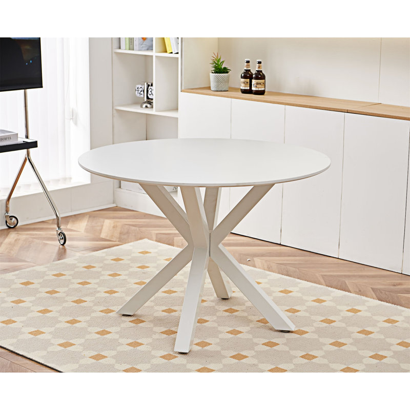 Table de salle à manger ronde pour 4 personnes, H 29,6 po x L 42,1 po x l 42,1 po, Blanc2