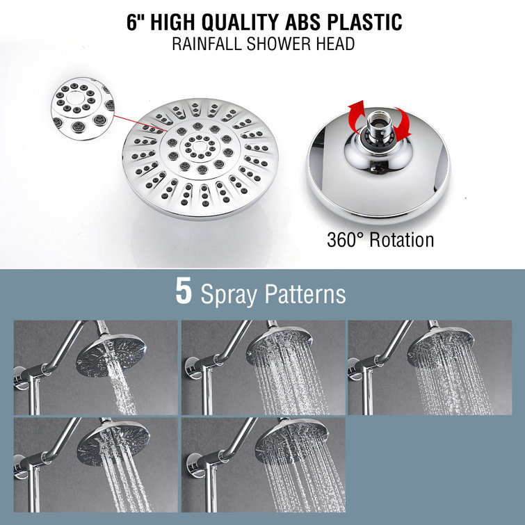 GEMOX Round Rain Shower Head, 6 Easy Installation and Perfect Replacement  for Your Bathroom, Powerful High Pressure, Premium ABS Plastic Luxury