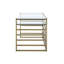 Shona Clear Glass Top & Antique Gold Finish Writing Desk (Not Include Stools)