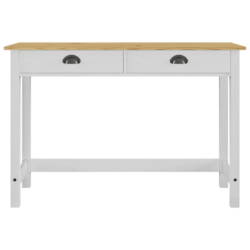 Fung 110cm Solid Wood Console Table, Honey Brown, White