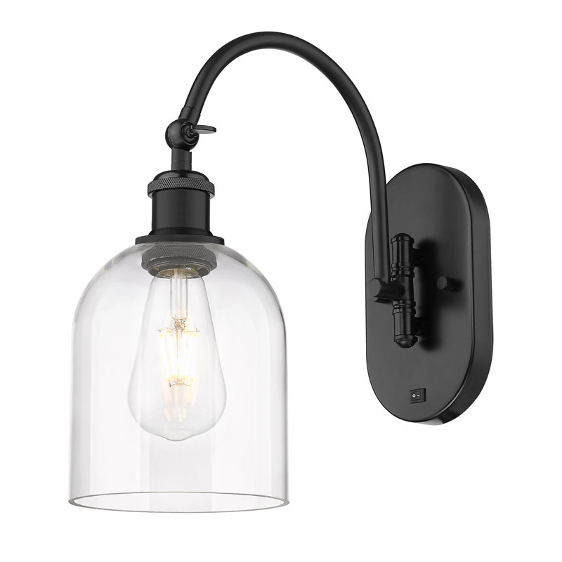 Odaniel Steel Armed Sconce, Matte Black, Clear