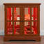 Élégante vitrine vitrée à DEL - Design rétro antique avec tablettes réglables et portes en treillis, bibliothèque élégante pour la décoration intérieure et rangement organisé - chêne
