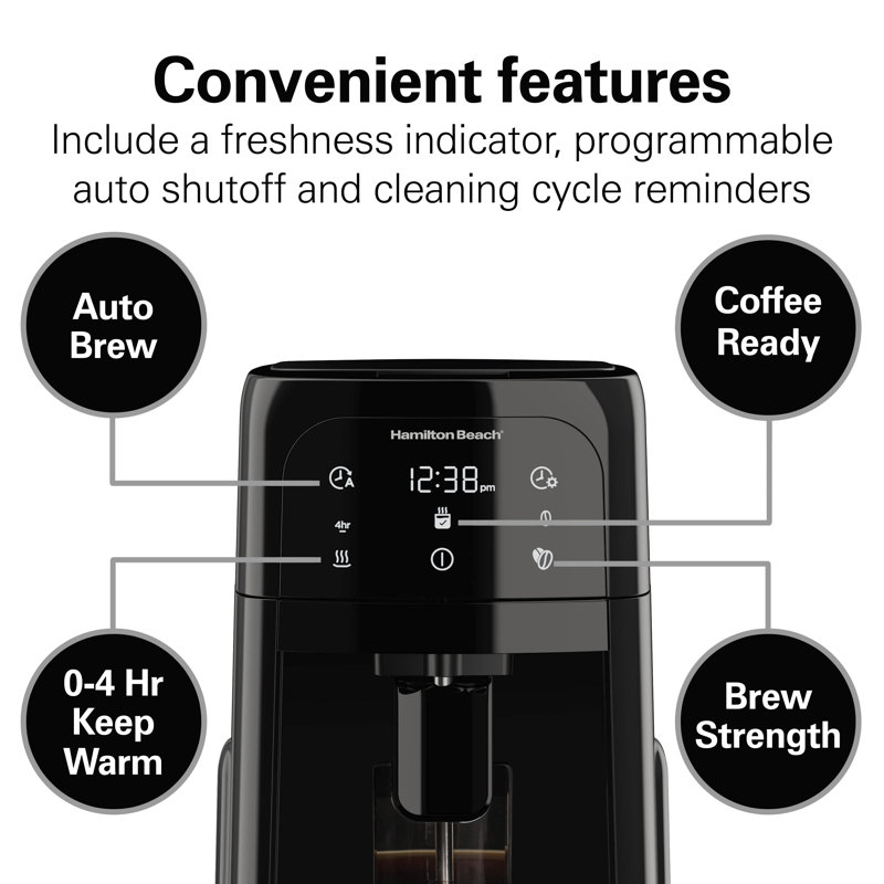 Hamilton Beach One Press Dispensing Coffee Maker, 12 Cups, Black 