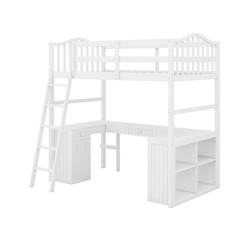 Lit mezzanine simple avec tiroirs et bureau