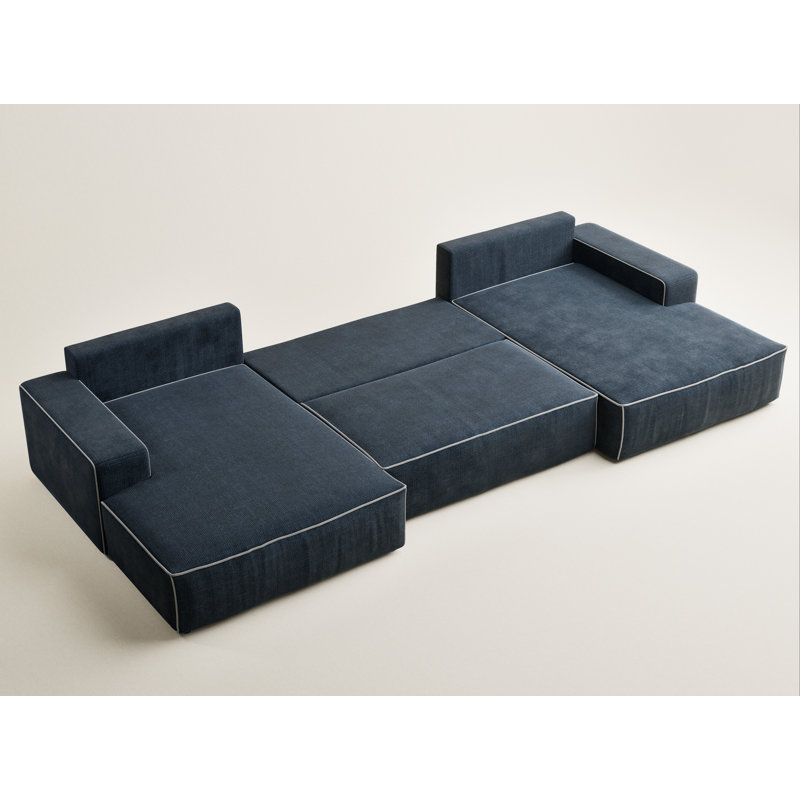 6 Seater Reclining Corner Sofa , Navy/Grey
