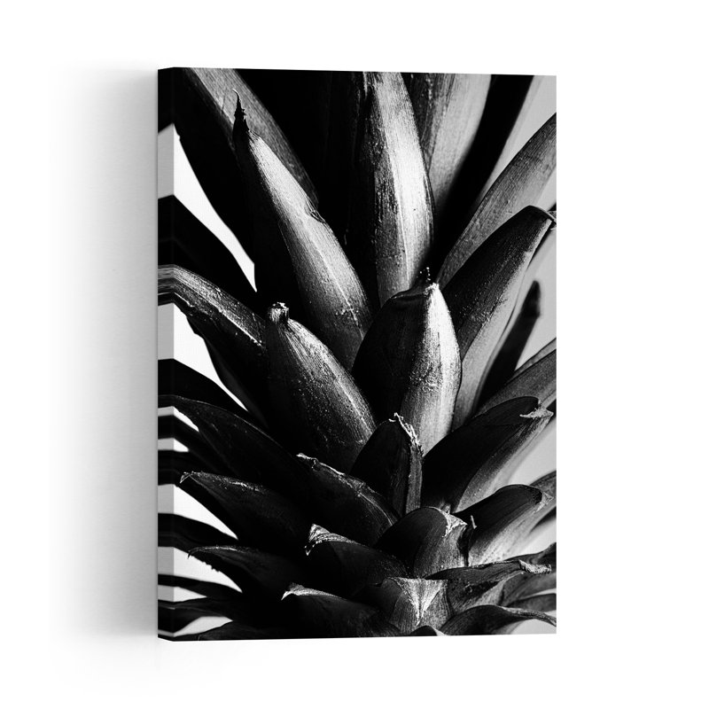 Affiche murale abstraite contemporaine représentant un ananas tropical et des fruits tropicaux., H 24 po x l 16 po