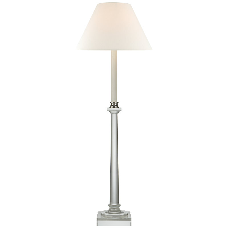 Chapman & Myers Swedish Column Buffet Lamp, Crystal, Fabric