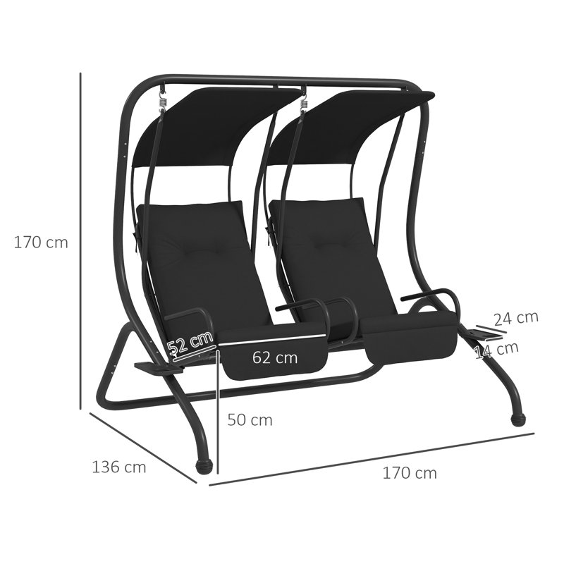 2 Person Porch Swing with Canopy