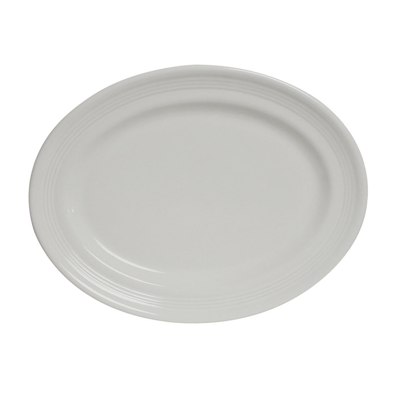 Tuxton Concentrix Ceramic Platter, White