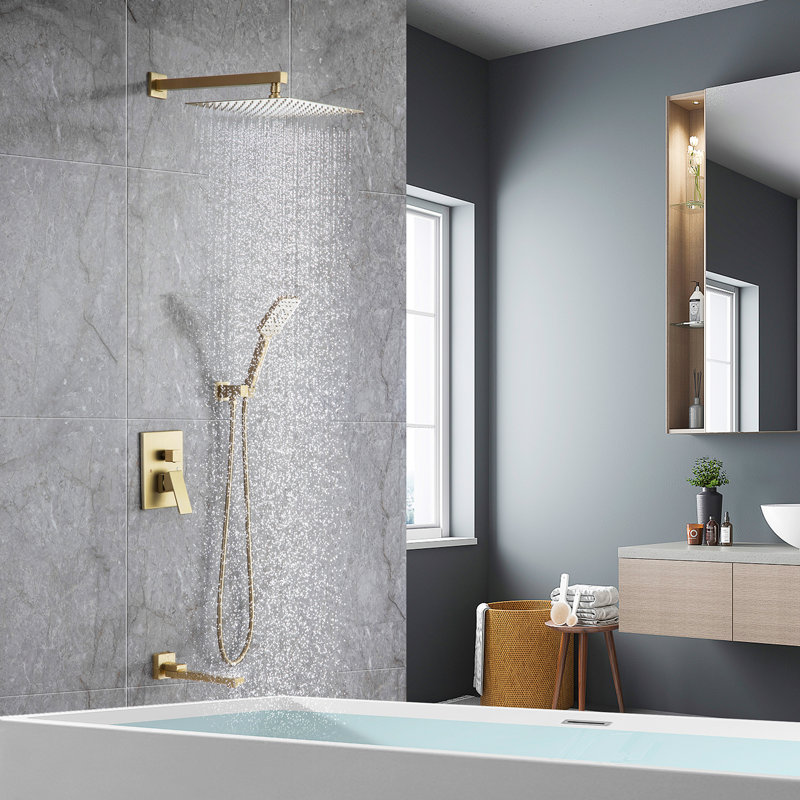 Système de douche complet avec valve brute, Golden