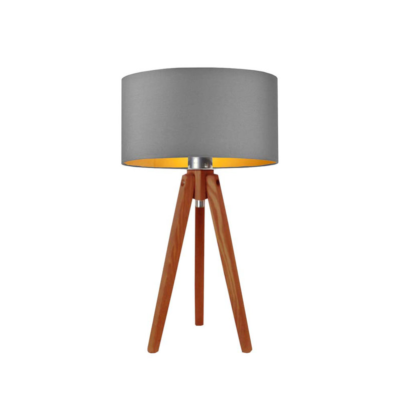Seligman Solid Wood Table Lamp, Brown, Grey