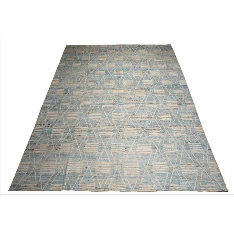 Tapis afghan marocain tribal moderne en laine noué à la main 13 pi 7 po x 15 pi 11 po