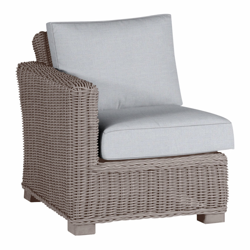 Canapé modulaire d'extérieur en résine tressée rustique N-Dura, Welt, Huître, Lin chambray